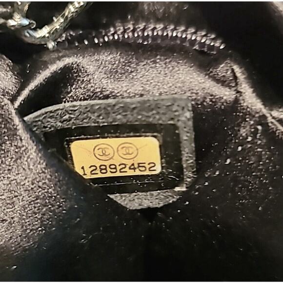 Chanel Black Satin Crystal CC Clutch Chain Evening Bag Rare Designer - Picture 6 of 9